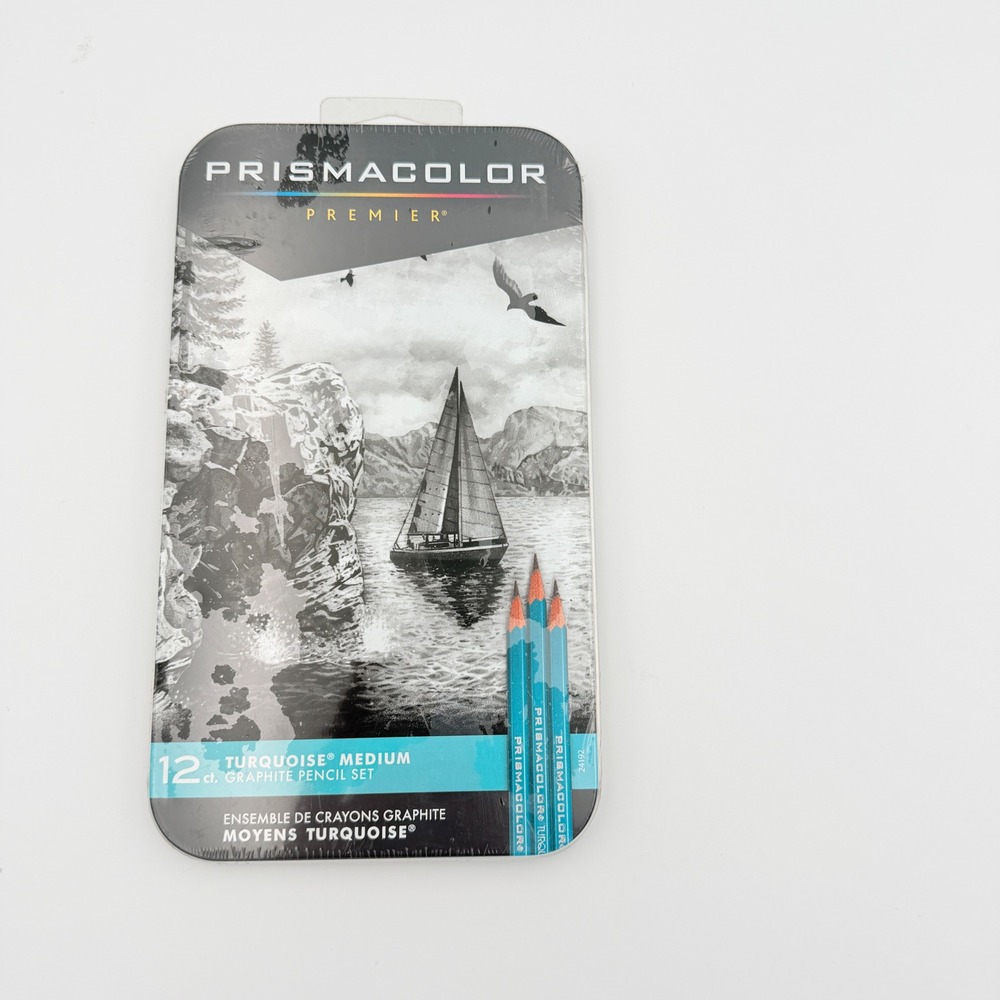 Prismacolor Premier Turquoise Medium Graphite‎ Pencil Set 12ct Drawing Tin
